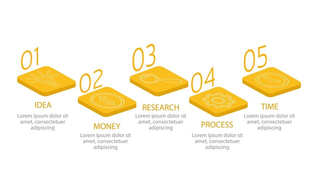 Infografía empresarial con 5 pasos o elementos. ilustración vectorial