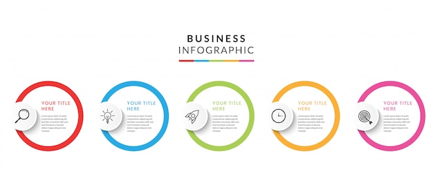 Infografía empresarial colorida con pasos u opciones