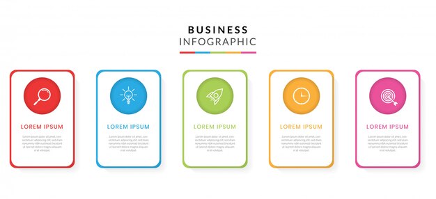 Infografía empresarial colorida con pasos u opciones