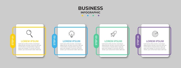 Infografía empresarial con cuatro opciones.