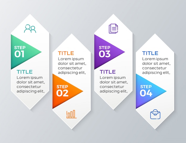 Infografía empresarial moderna de 4 pasos