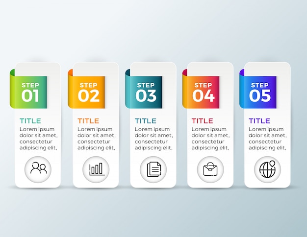 Infografía empresarial moderna de 5 pasos