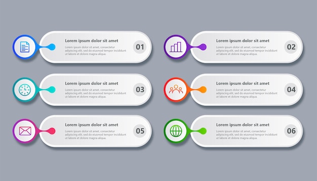 Infografía empresarial de plantilla mínima con 6 pasos