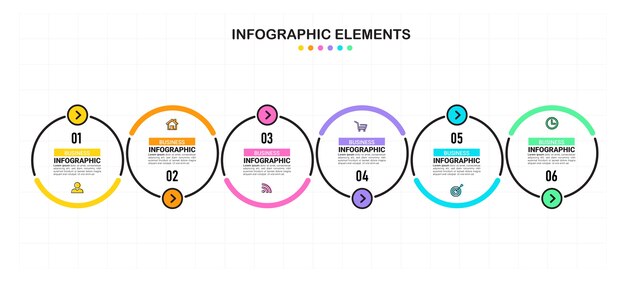 Infografía empresarial de seis pasos.