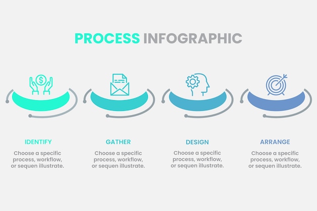 Vector infografía empresarial vector con 4 pasos utilizado para la presentación información educación conexión