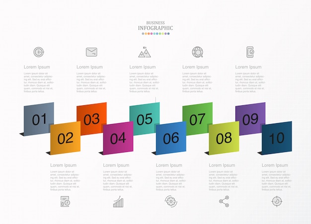 Infografía estándar e iconos para el concepto de negocio.