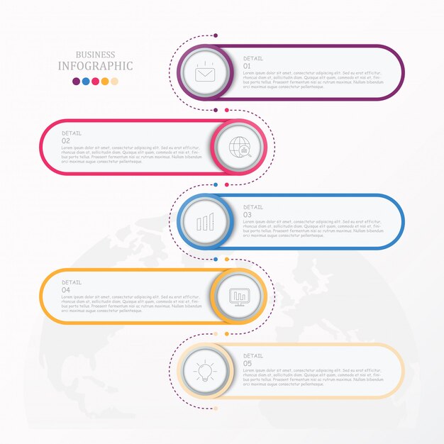 Infografía estándar con iconos de negocios.