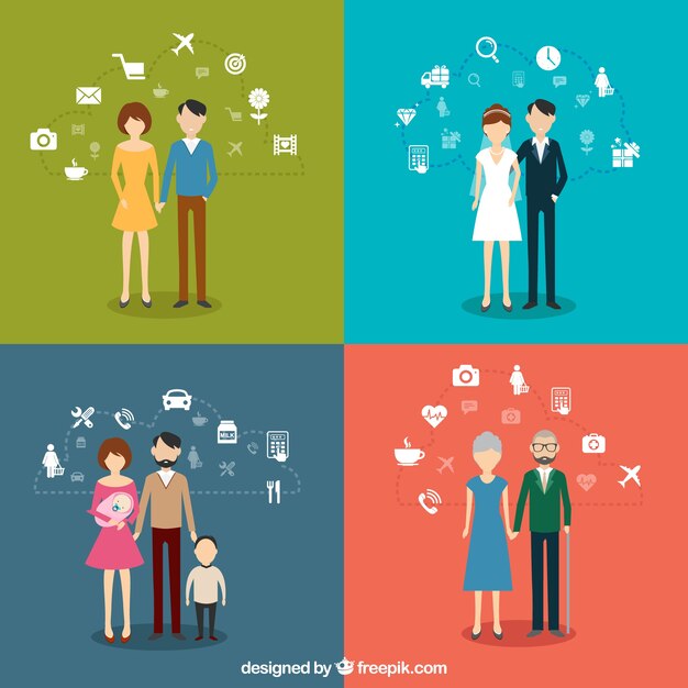 Vector infografía familiares