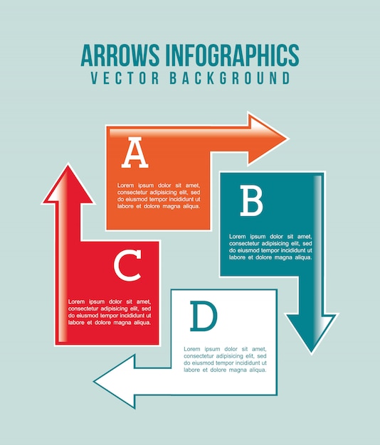 Vector infografía de flechas sobre fondo azul ilustración vectorial