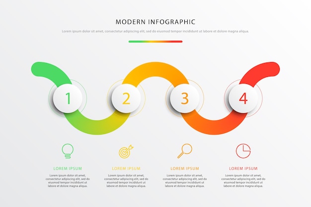 infografía de flujo de trabajo de línea de tiempo empresarial con elementos redondos 3d realistas plantilla corporativa moderna