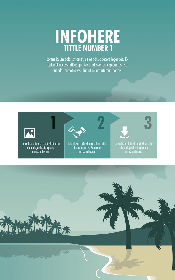 Vector infografía de folleto de playa y viajes