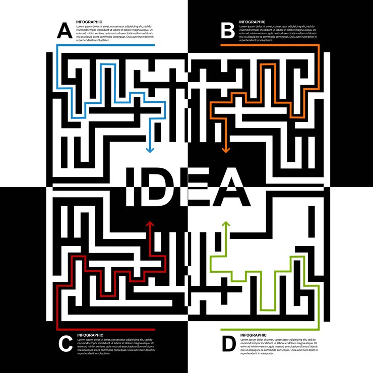Vector infografía en forma de laberinto.