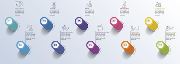 Infografía de formación empresarial plantilla de información de pasos de colores