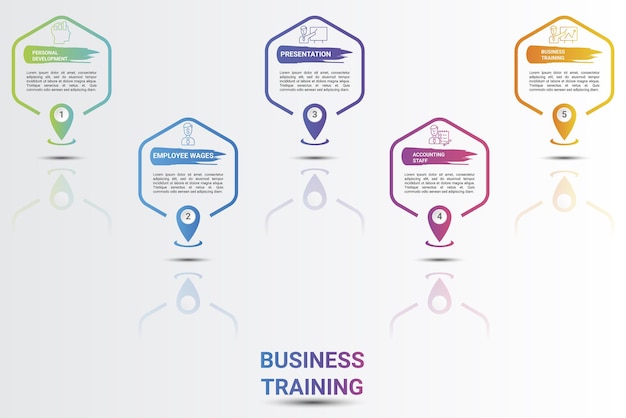 Infografía de formación empresarial plantilla de información de pasos de colores