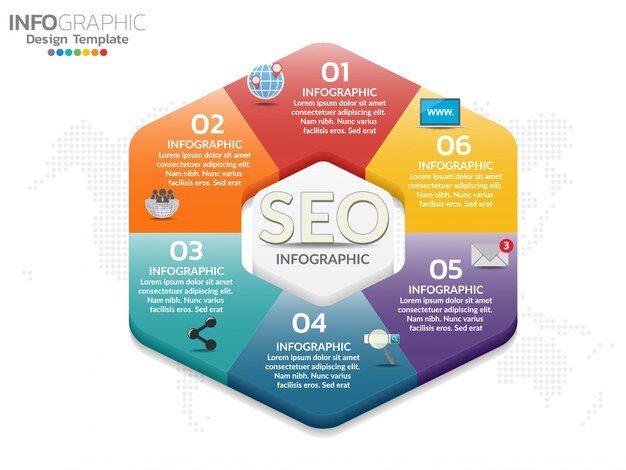 Infografía de formas hexagonales con iconos de colores Se puede utilizar para los negocios, plantilla.
