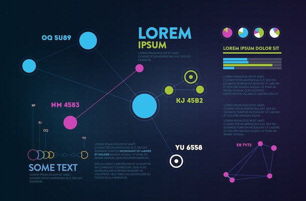 Infografía futurista. estética de la información. visualización gráfica de hilos de datos complejos. gráfico de datos abstractos.