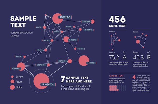 Infografía futurista. Estética de la información. Visualización gráfica de hilos de datos complejos. Gráfico de datos abstractos.