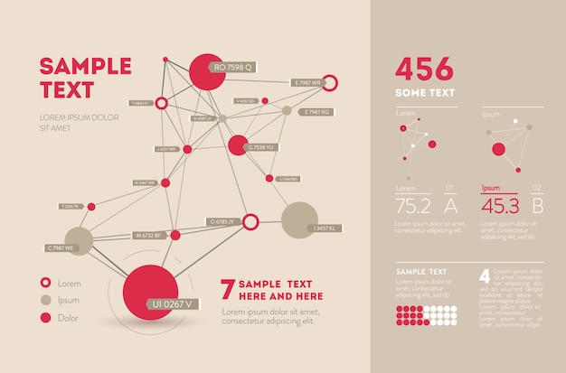 Infografía futurista. Estética de la información. Visualización gráfica de hilos de datos complejos. Gráfico de datos abstractos.