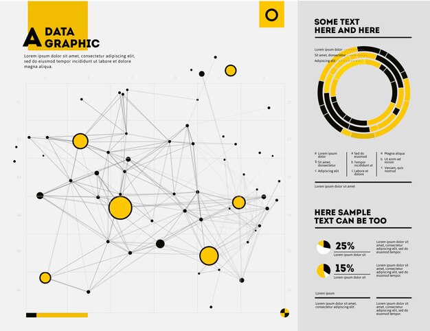 Infografía futurista. Estética de la información. Visualización gráfica de hilos de datos complejos. Gráfico de datos abstractos.