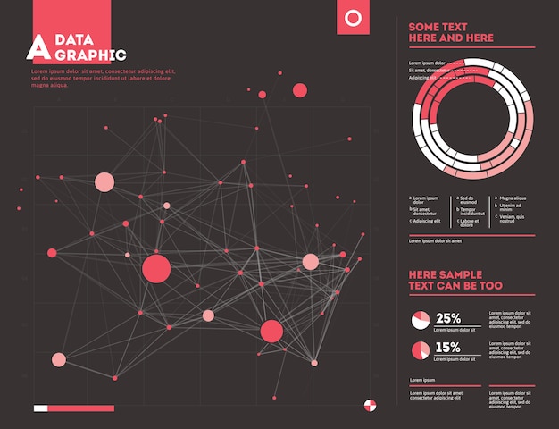 Infografía futurista. Estética de la información. Visualización gráfica de hilos de datos complejos. Gráfico de datos abstractos.