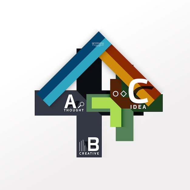 Infografía geométrica información de papel de banner a b c diagrama de opciones creado con formas de color Ilustración vectorial
