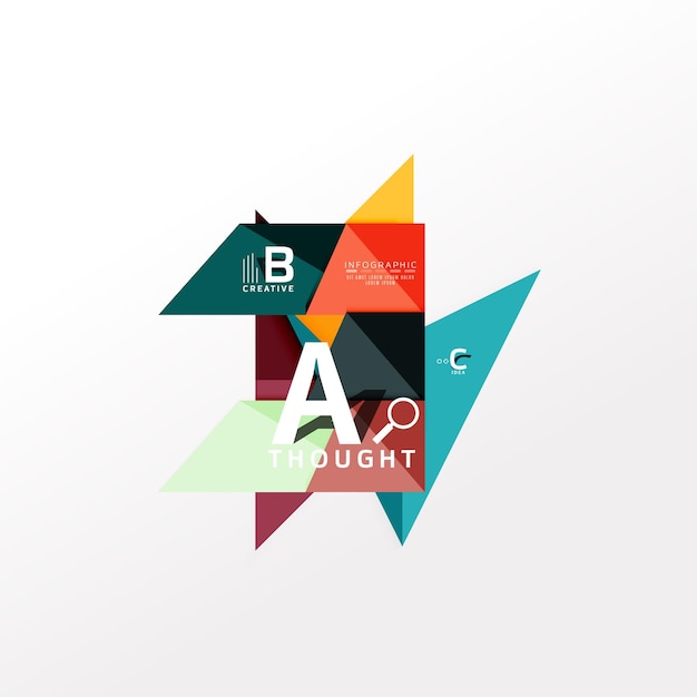 Infografía geométrica información de papel de banner a b c diagrama de opciones creado con formas de color Ilustración vectorial