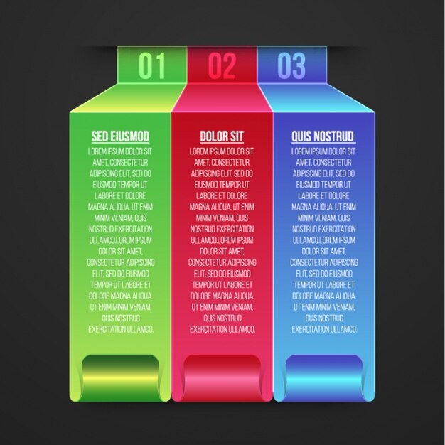 Vector infografía geométrica con tres opciones coloridas
