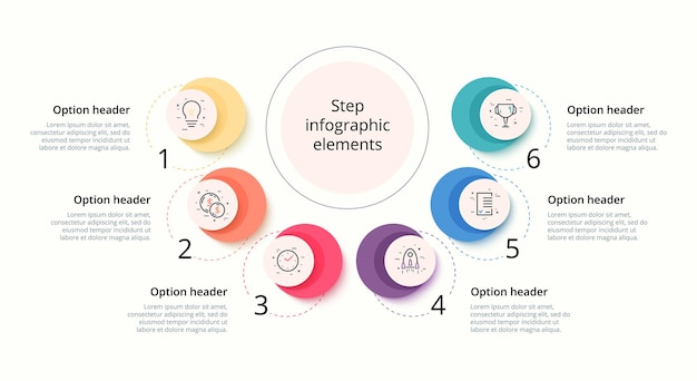 Infografía de gráfico de proceso empresarial con círculos de 5 pasos elemento gráfico de flujo de trabajo corporativo circular