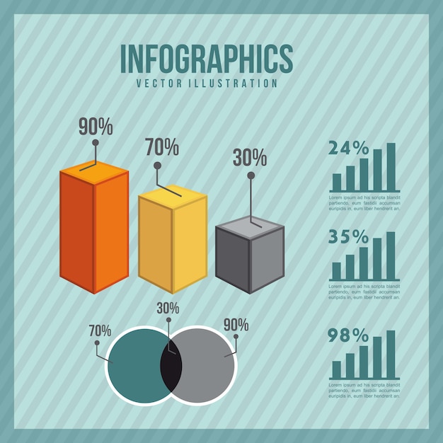 Infografía con gráficos y barra vintage vector illustration