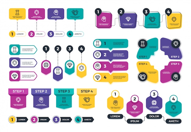 Infografía Gráficos y diagramas de finanzas empresariales para su presentación. Menú de planificación y elementos de línea de tiempo
