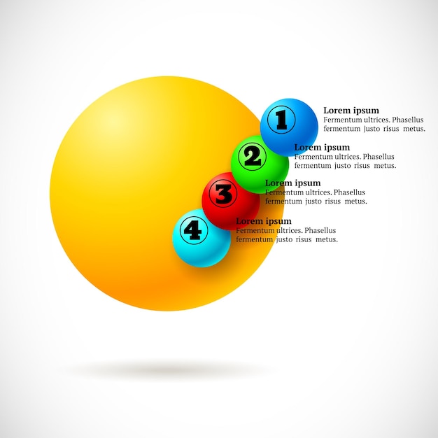 Infografía con grupo de bolas voladoras