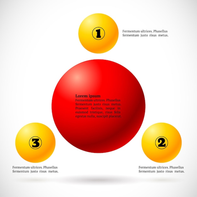 Vector infografía con grupo de bolas voladoras