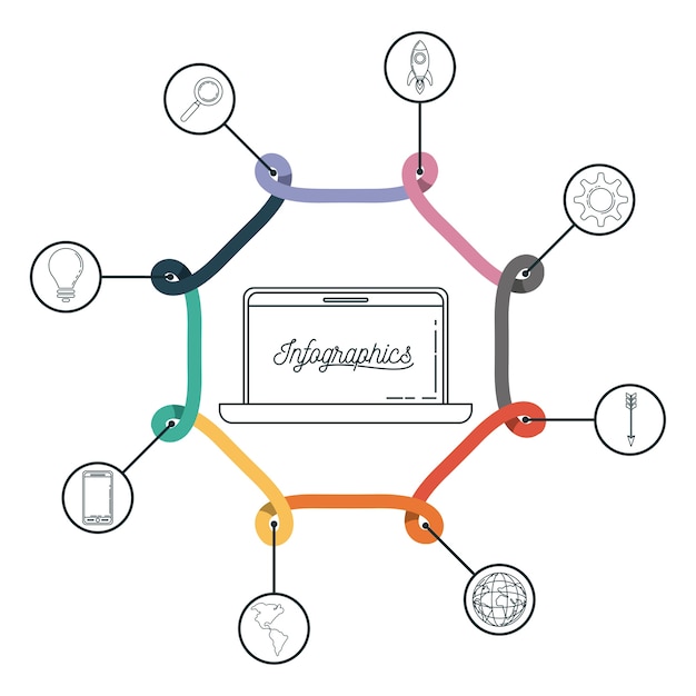 Vector infografía con hexágono central