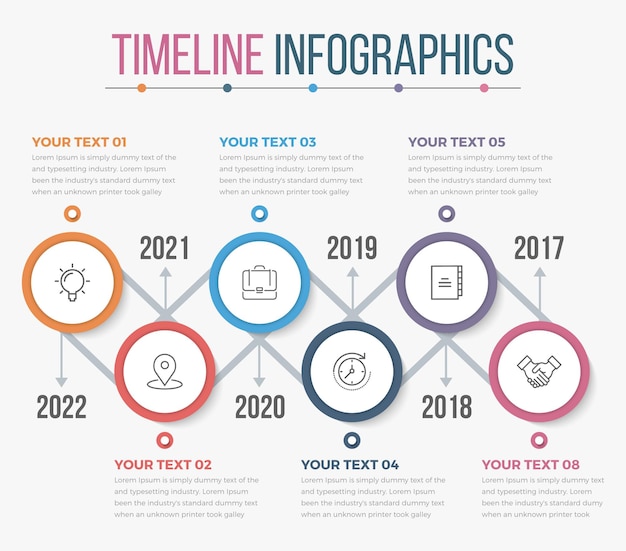 Infografía horizontal de la línea de tiempo
