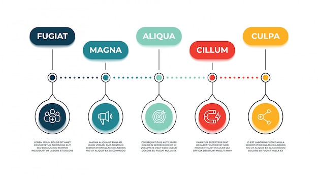 Infografía de los iconos de marketing entrante. influencia de la audiencia de acción, instrumentos de estrategia de marketing y concepto de promoción del sitio web