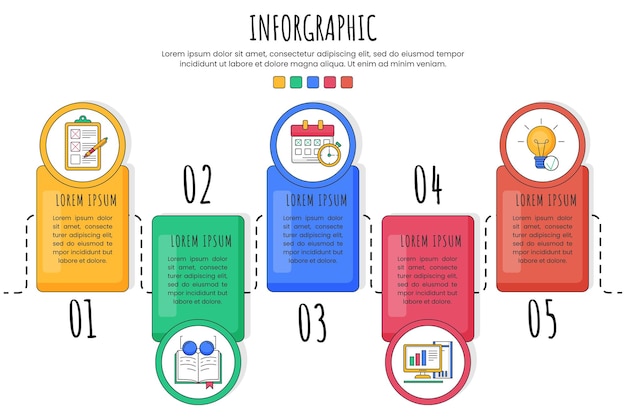 Vector infografía de ilustración paso a paso dibujada a mano