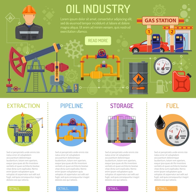 Vector infografía de la industria petrolera