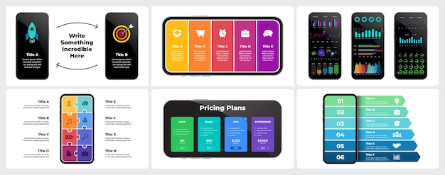 Infografía para iphone maqueta de teléfono inteligente plantilla de diapositivas de presentación