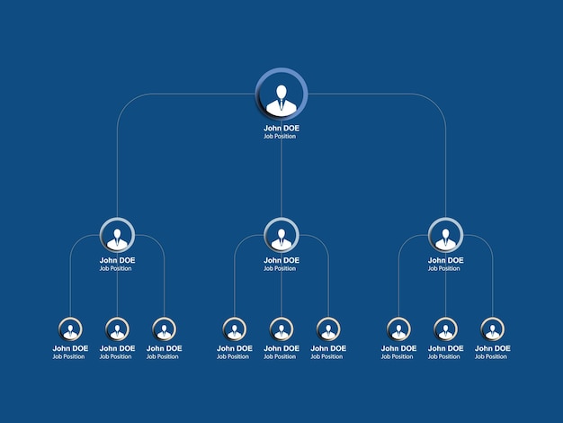 infografía de jerarquía empresarial de estructura de gestión empresarial multinivel con elementos redondos