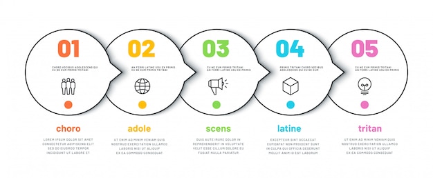 Vector infografía de línea de proceso con cinco opciones.