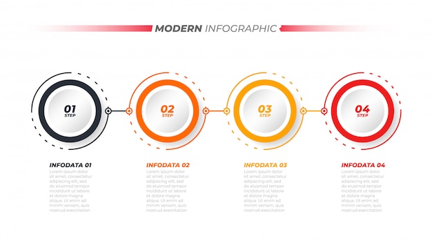 Infografía de línea de tiempo con 4 opciones