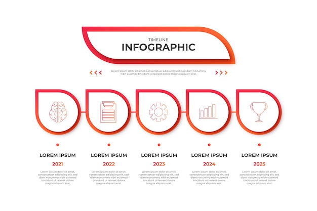 Infografía de línea de tiempo degradado colorido