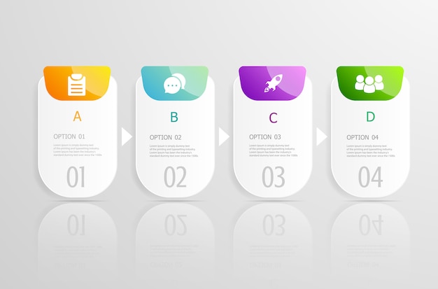 Infografía de línea de tiempo horizontal 4 pasos para la presentación