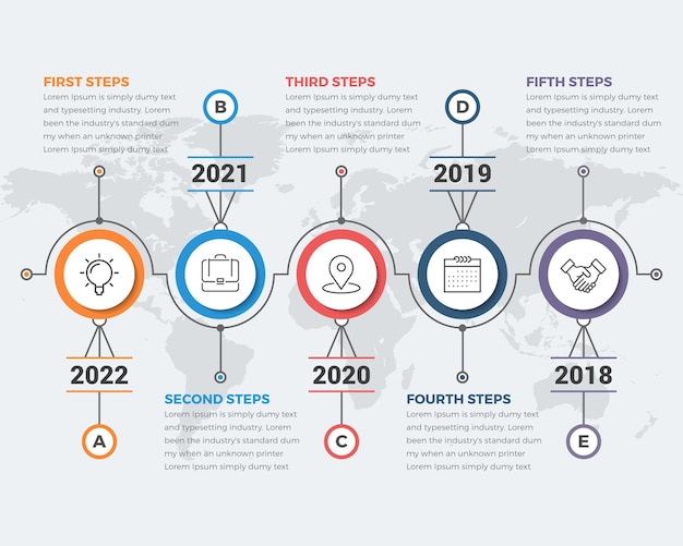 Infografía de línea de tiempo horizontal moderna simple
