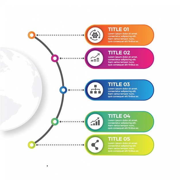 Infografía de línea de tiempo y los iconos de marketing