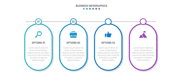 Infografía de línea de tiempo con infograma moderna plantilla de presentación con 4 puntos para el proceso de negocio