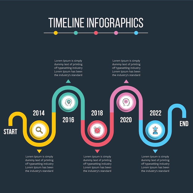 Vector infografía de línea de tiempo moderna con 05 pasos