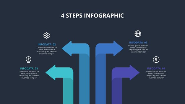 Infografía de línea de tiempo con plantilla de 7 elementos para web en una ilustración de vector de presentación de negocios de fondo negro