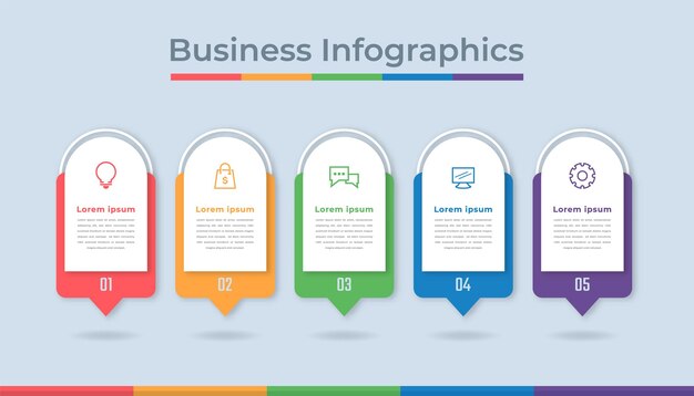 Infografía de línea de tiempo Visualización de datos comerciales Gráfico de diagrama de proceso con opciones de pasos