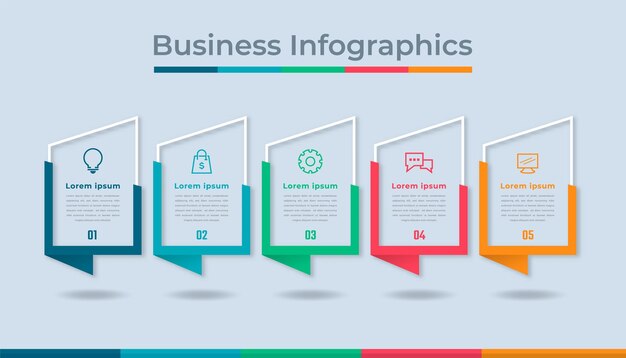 Infografía de línea de tiempo Visualización de datos comerciales Gráfico de diagrama de proceso con opciones de pasos